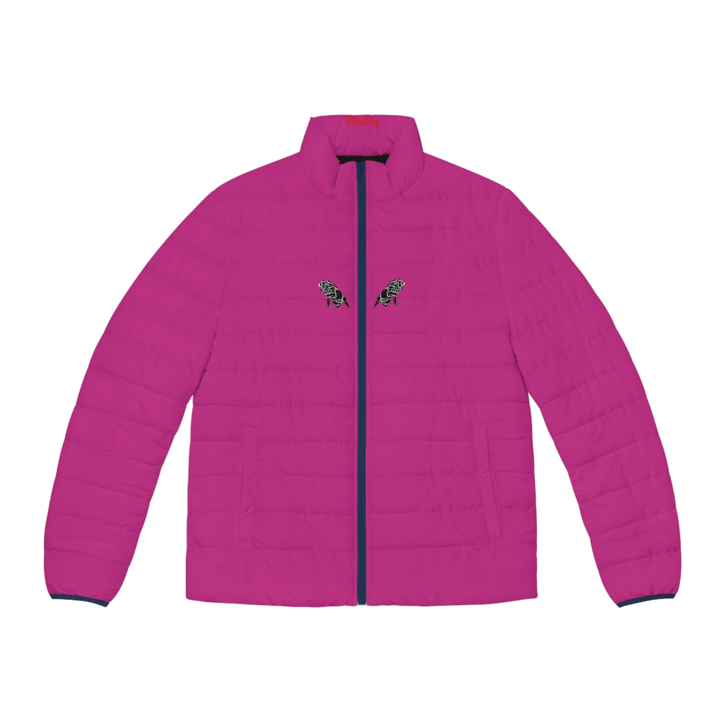 Men's Dark Pink Puffer Jacket (AOP)