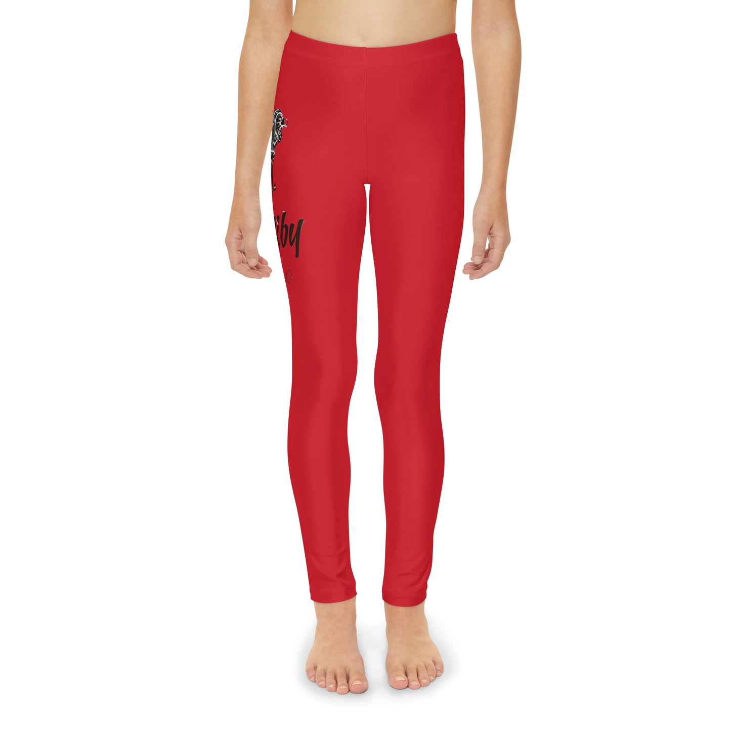 Youth Dark Red Full-Length Leggings (AOP)