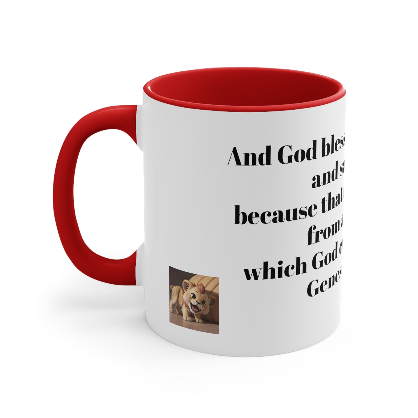 Bible Speaks Gen 2:3 Accent Mug, 11oz