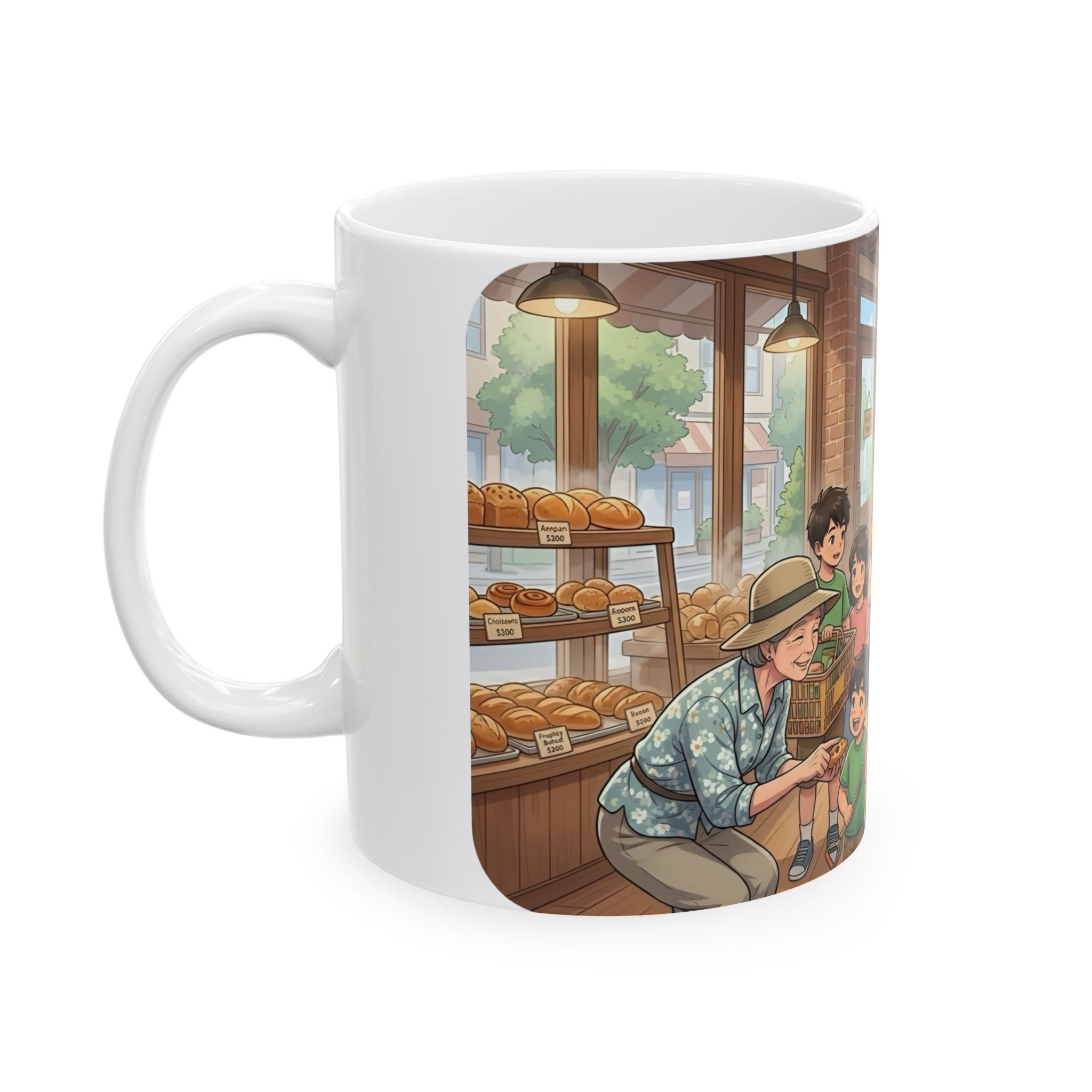 Cozy Family Bakery Trip White Ceramic Mug, Cute Gardener's Cafe Cup (11oz, 15oz)
