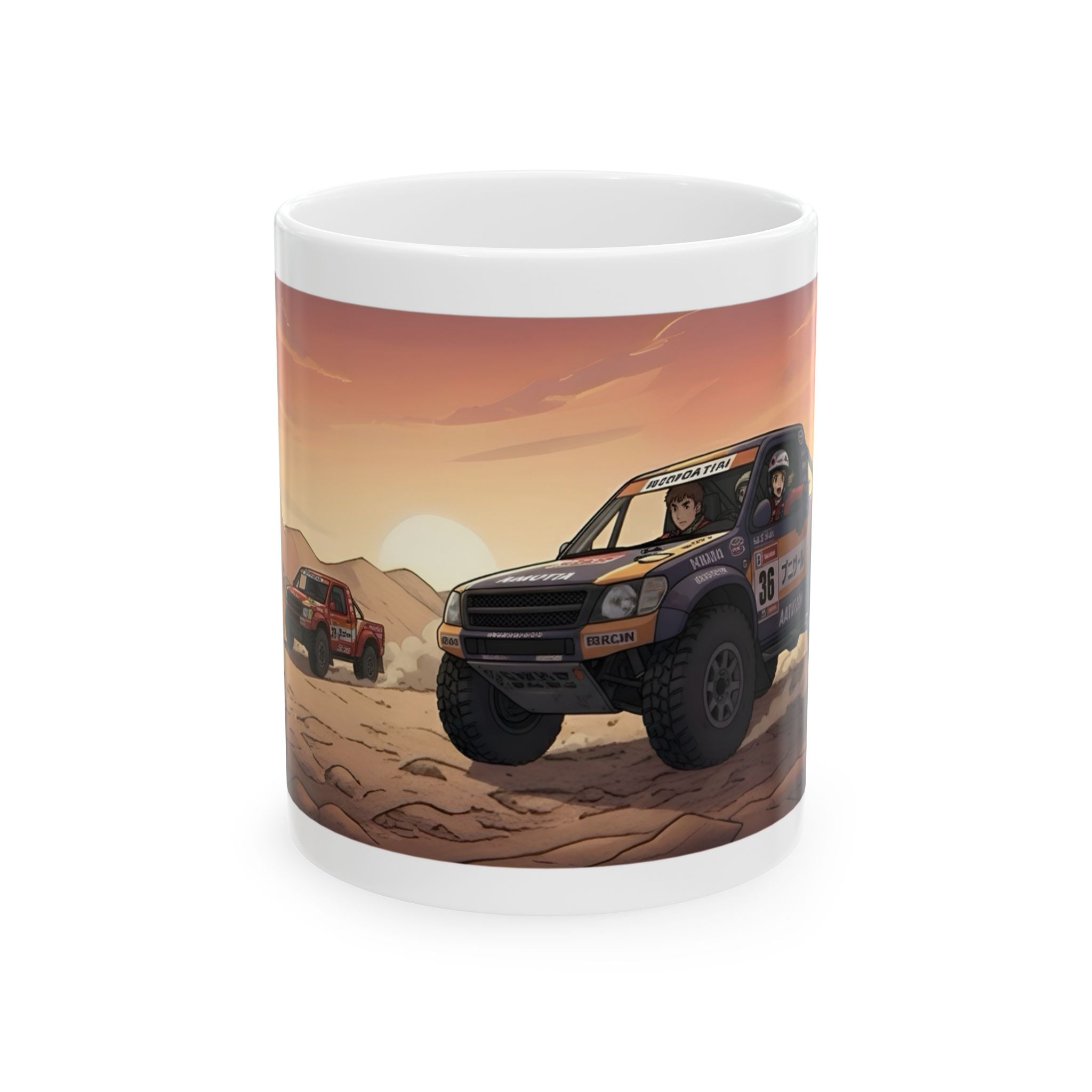 Adventure 4x4 Trucks #21, Dakar Rally Team Racers On The Go White Ceramic Mug — Find Your Path To The Essentials Cup (11oz & 15oz)