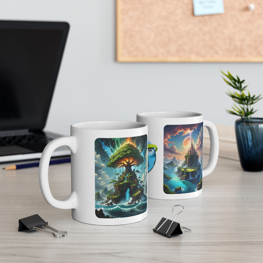 Contrast & Perspective #6 White Ceramic Mug — Time & Chance Daily Cup (11oz, 15oz)
