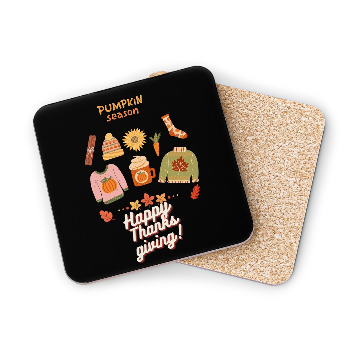 Journeys Autumn Seasons of Change Coaster Black, Gifts for the Holidays, Seasonal Coasters, Coasters for All Occasions, Thanksgiving PumpkinCoaster