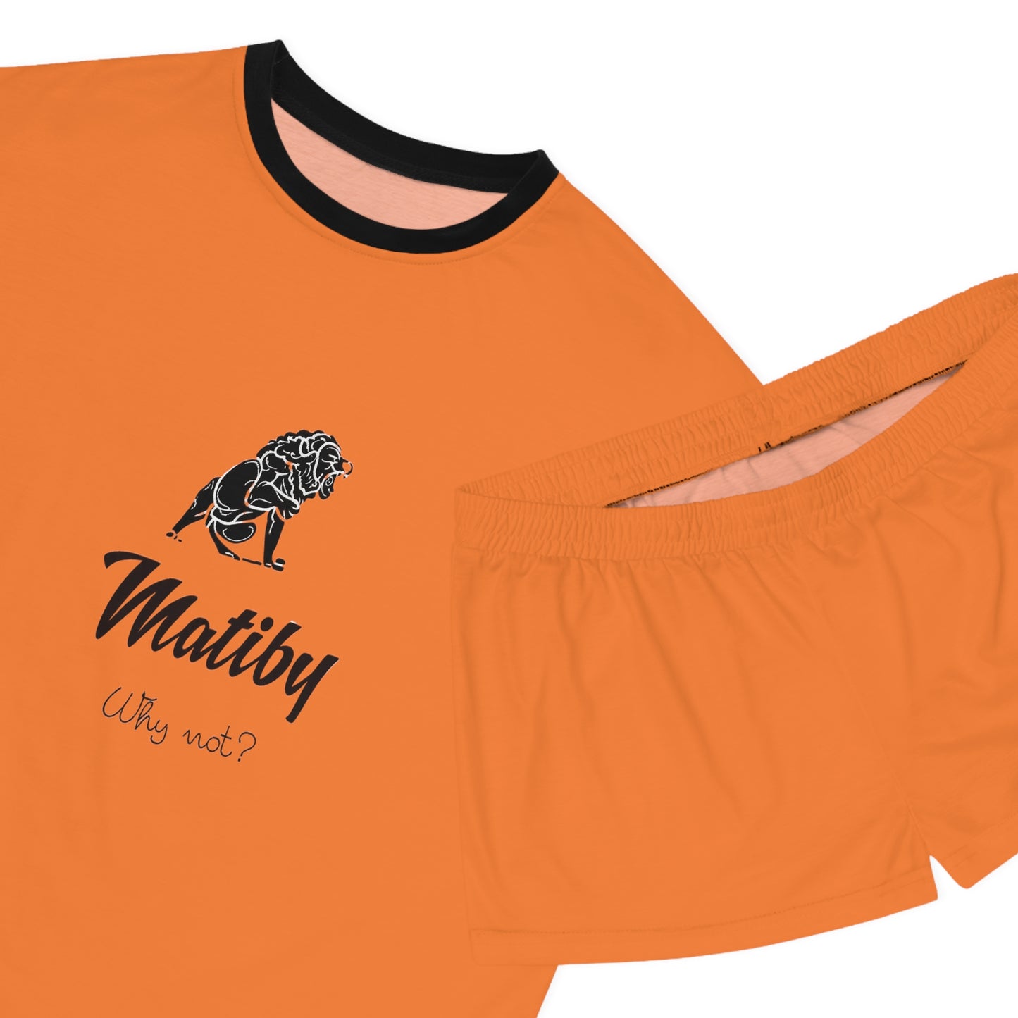 Matiby Lion Women's Orange Short Pajama Set (AOP)