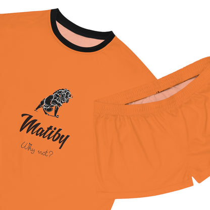 Matiby Lion Women's Orange Short Pajama Set (AOP)