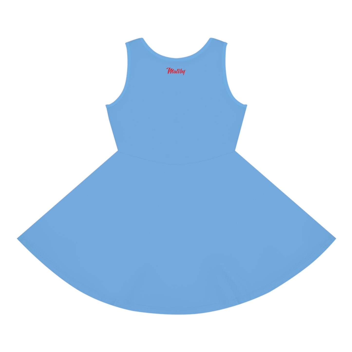 Girls' Light Blue Sleeveless Sundress (AOP)