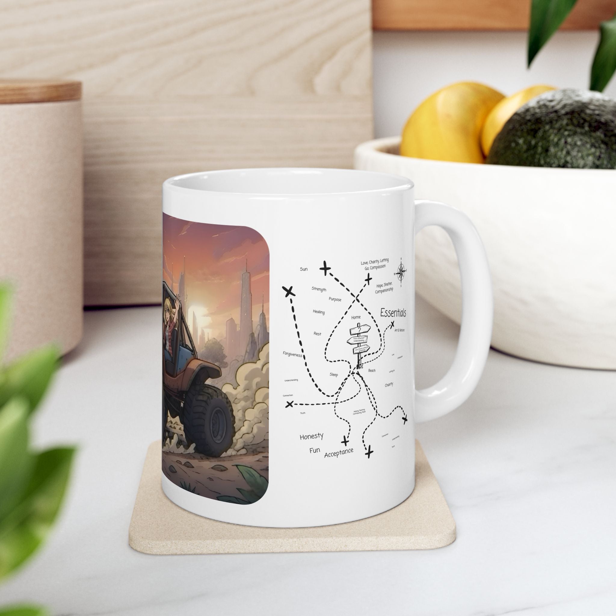Adventure 4x4 Trucks #16, Freedom Buggy Lovers On The Go White Ceramic Mug — Find Your Path To The Essentials Cup (11oz & 15oz)