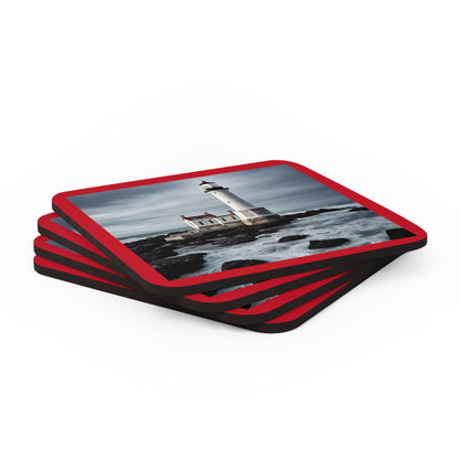 Matiby Lighthouse Dark Red Corkwood Coaster Set