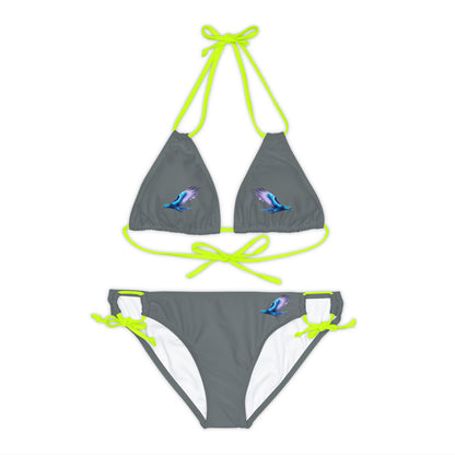 Dark Grey Strappy Bikini Set (AOP)