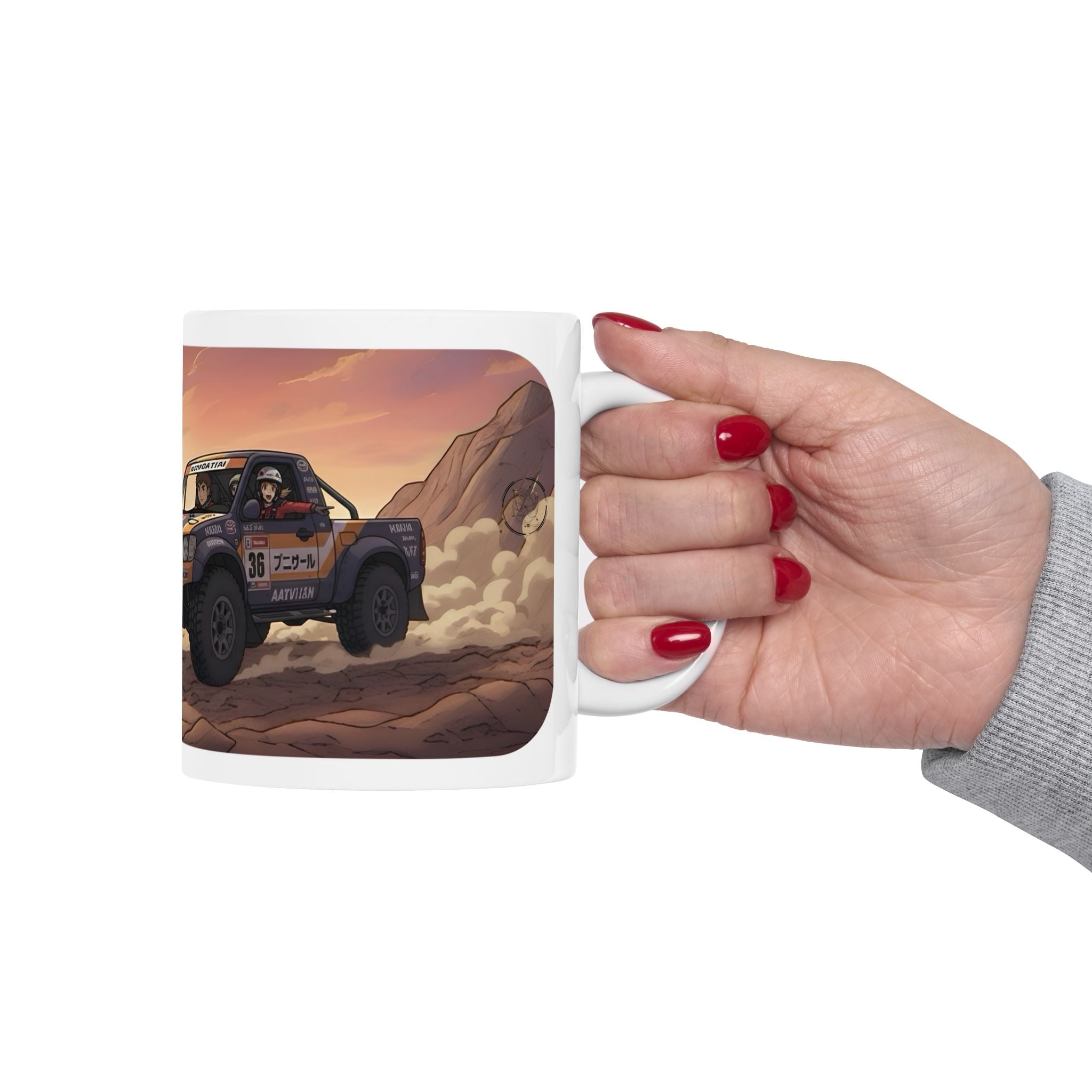 Adventure 4x4 Trucks #21, Dakar Rally Team Racers On The Go White Ceramic Mug — Find Your Path To The Essentials Cup (11oz & 15oz)