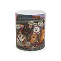 Squabbling Cats On A Road Trip White Ceramic Mug (11oz/15oz), Funny Cat'n Get Along Cup