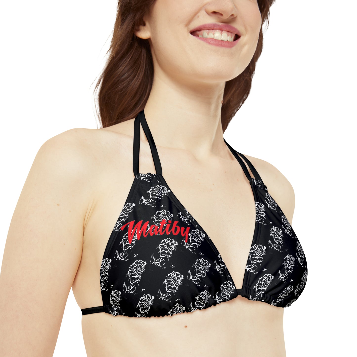 Matiby Lion Strappy Triangle Bikini Top (AOP)