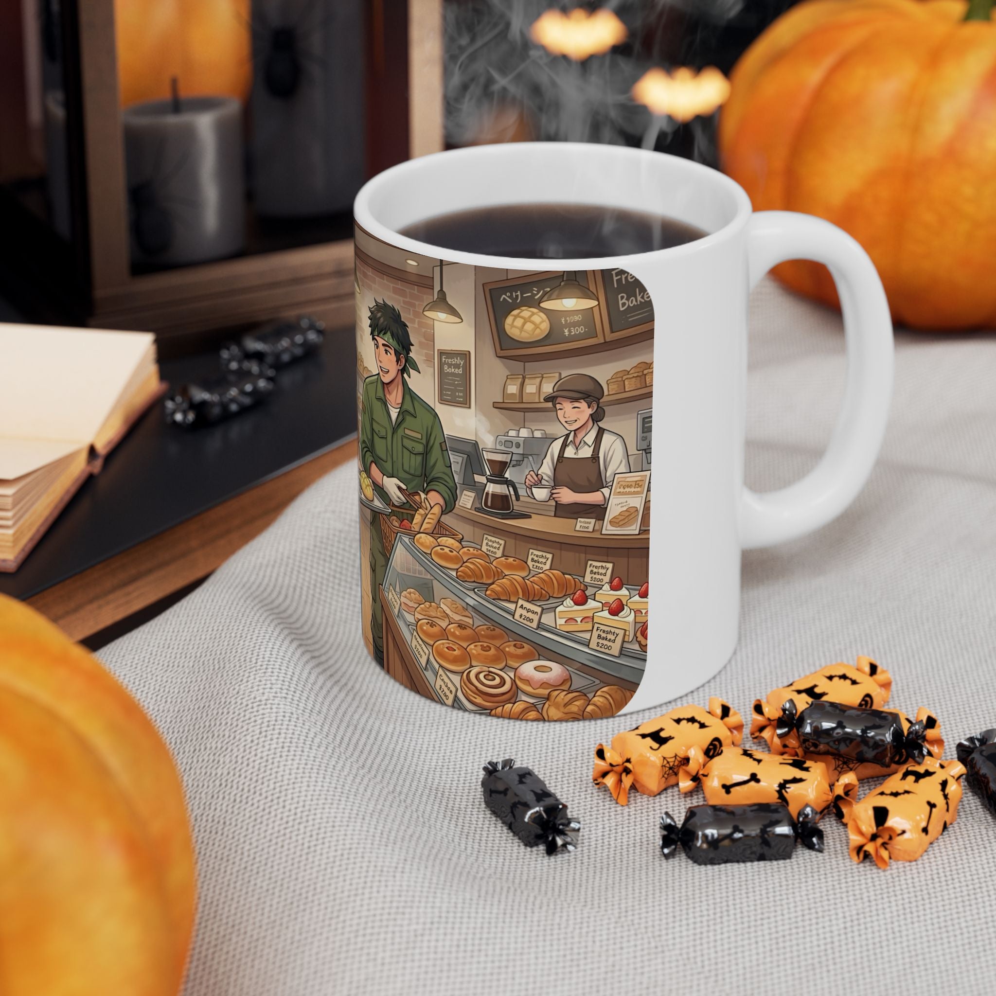 Cozy Family Bakery Trip White Ceramic Mug, Cute Gardener's Cafe Cup (11oz, 15oz)