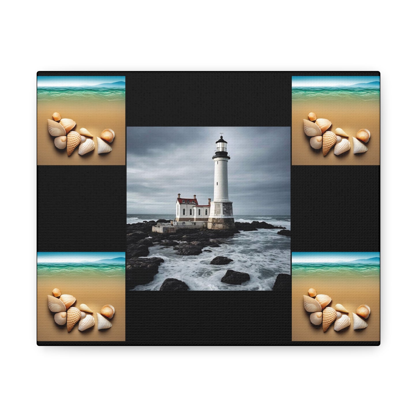 Lighthouse Black Canvas Gallery Wraps