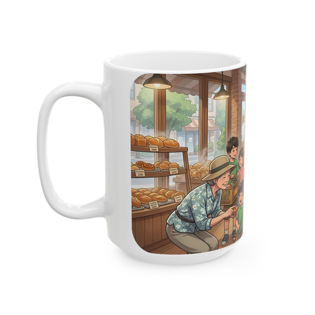 Cozy Family Bakery Trip White Ceramic Mug, Cute Gardener's Cafe Cup (11oz, 15oz)