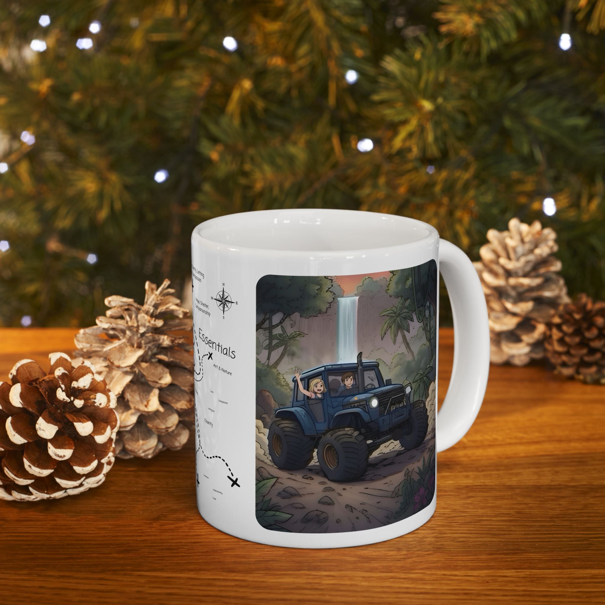 Adventure 4x4 Trucks #14, Farm Workers On The Go White Ceramic Mug — Find Your Path To The Essentials Cup (11oz & 15oz)