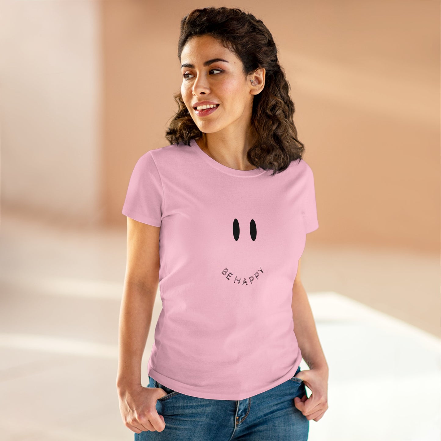 Women's Be Happy Midweight Cotton Tee