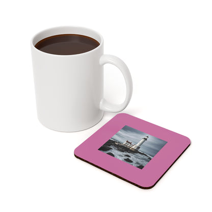 Matiby Lighthouse Light Pink Cork Back Coaster