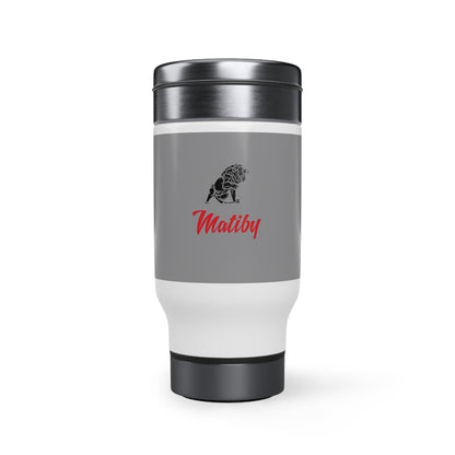 Grey Stainless Steel Travel Mug with Handle, 14oz