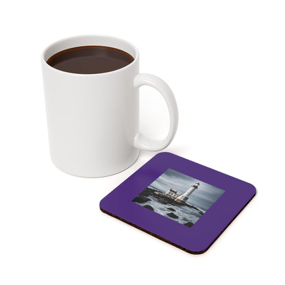 Matiby Lighthouse Purple Cork Back Coaster