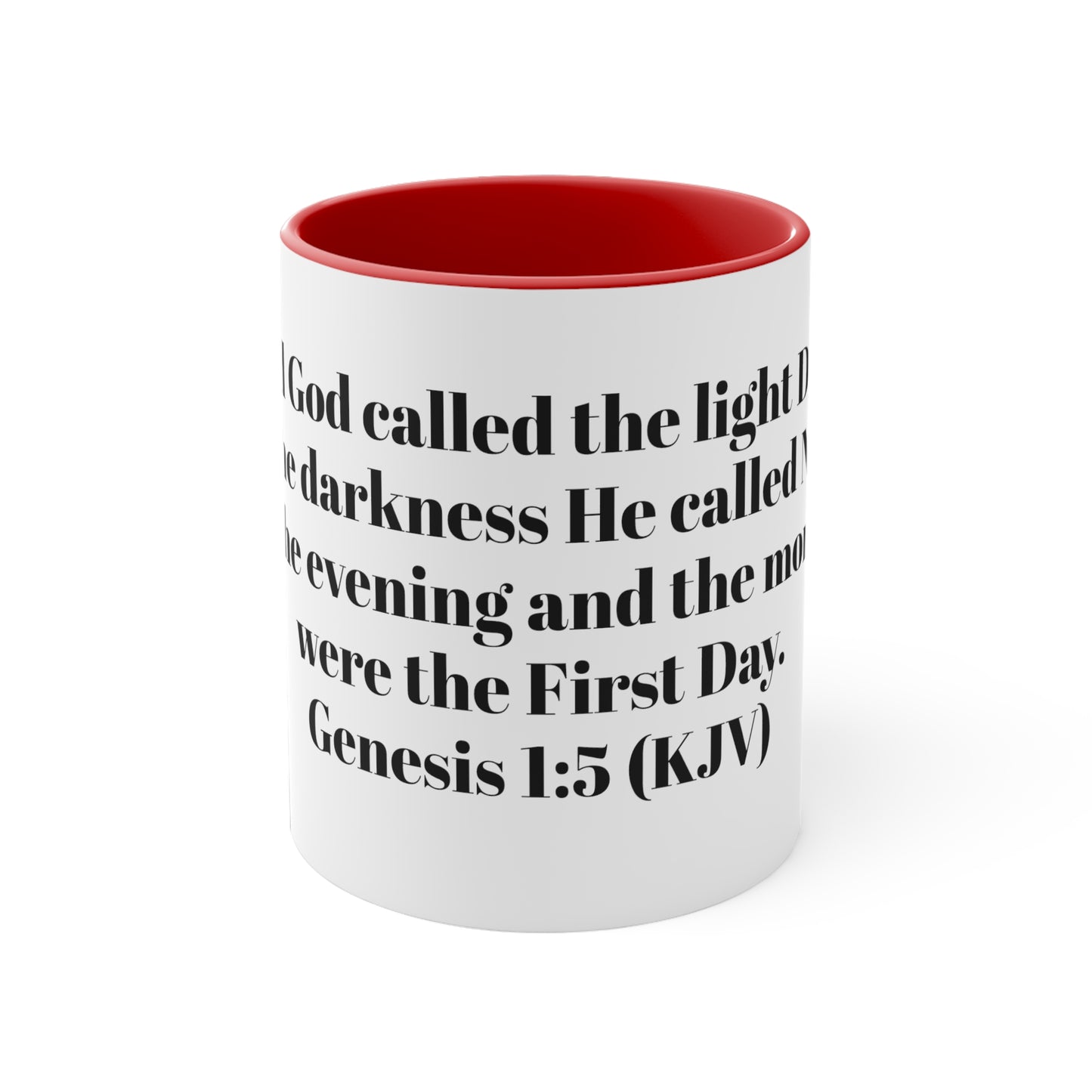 Bible Speaks Gen 1:5 Accent Mug, 11oz