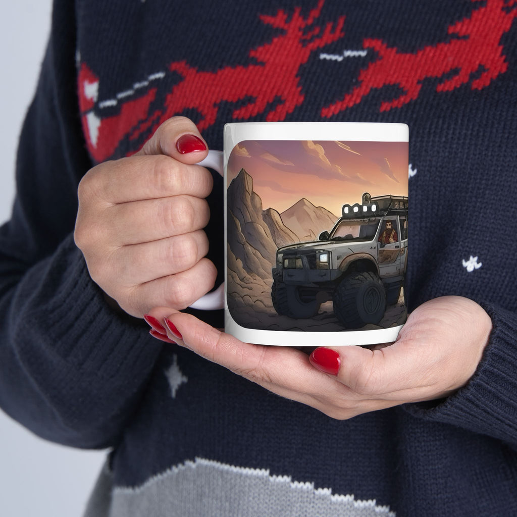 Adventure 4x4 Trucks #28, Lumberjacks On The Move White Ceramic Mug — Find Your Path To The Essentials Cup (11oz & 15oz)