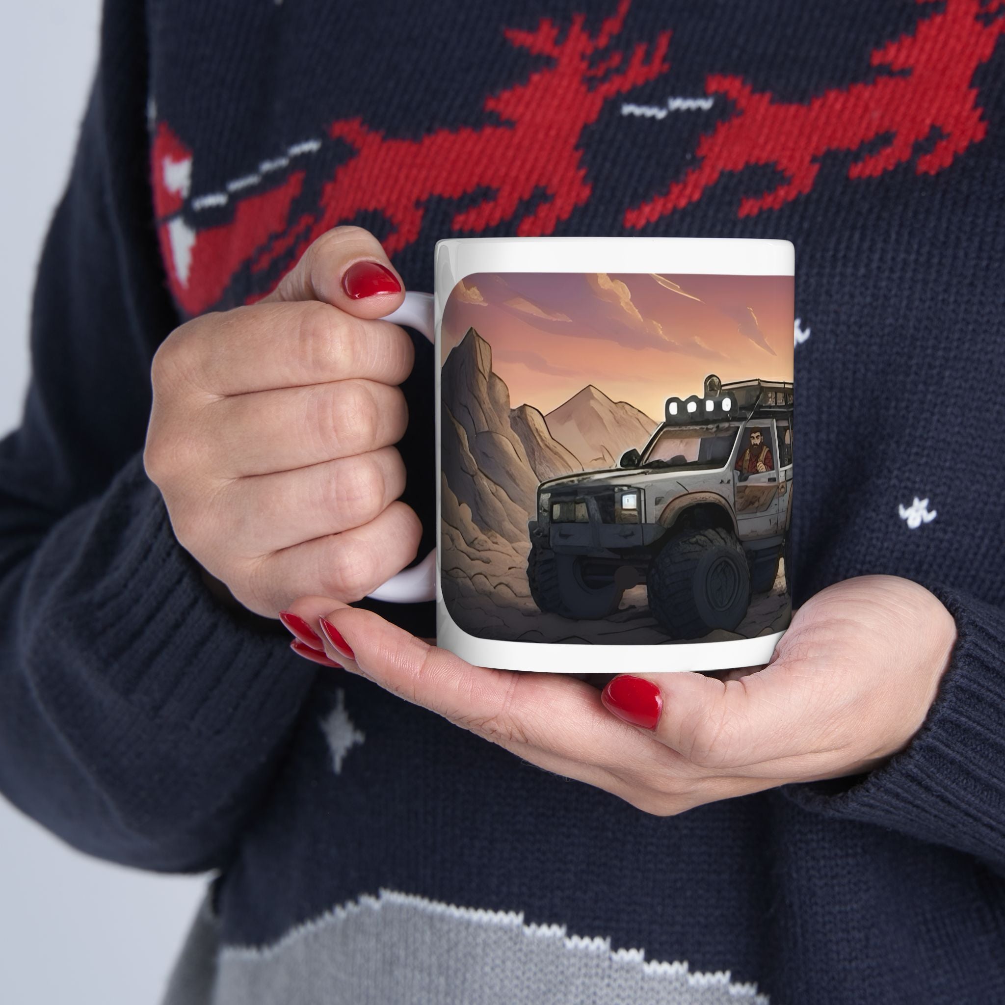Adventure 4x4 Trucks #28, Lumberjacks On The Move White Ceramic Mug — Find Your Path To The Essentials Cup (11oz & 15oz)