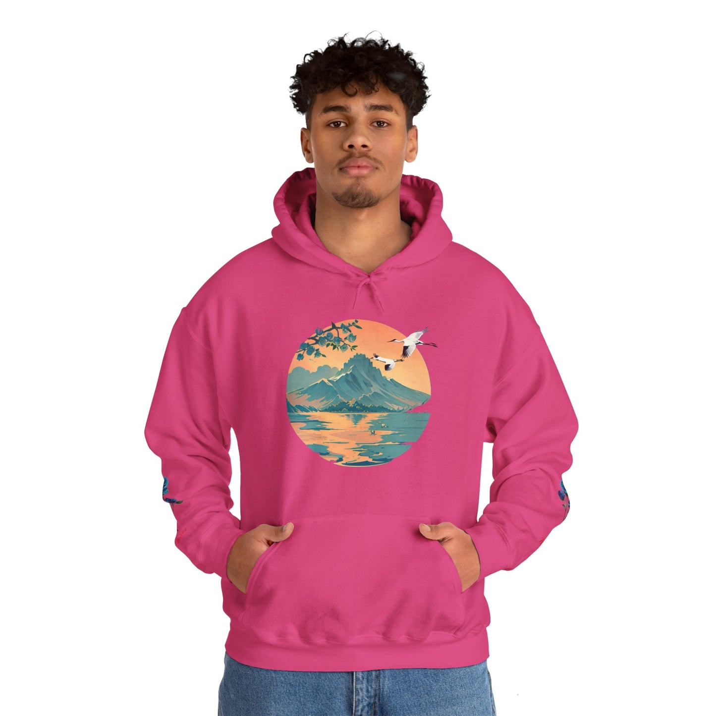 Japanese Blue Roses Landscape Unisex Heavy Blend™ Hooded Sweatshirt