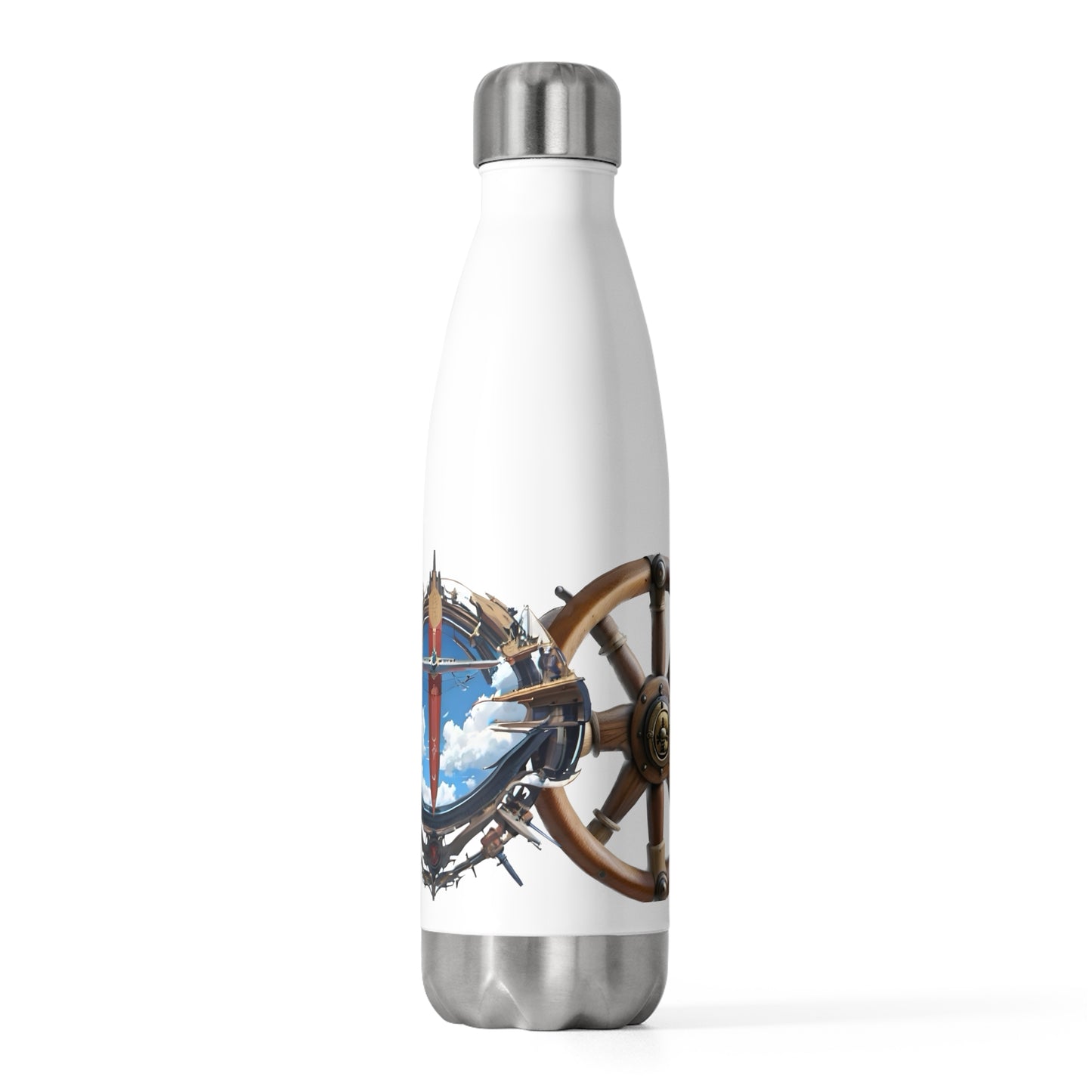 Nautical Helm 20oz Insulated Bottle, White