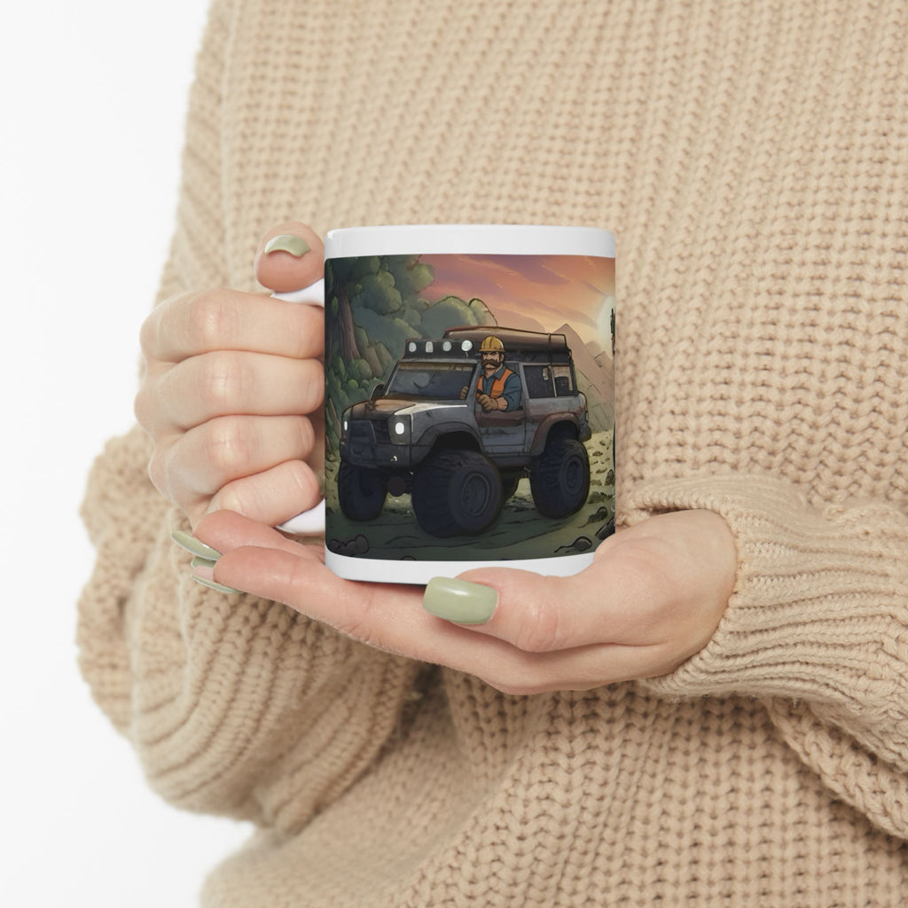 Adventure 4x4 Trucks #27, Utility and Salvage Workers White Ceramic Mug — Find Your Path To The Essentials Cup (11oz & 15oz)