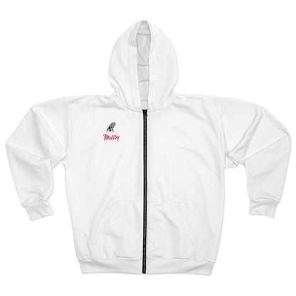 Matiby White Unisex Zip Hoodie (AOP)