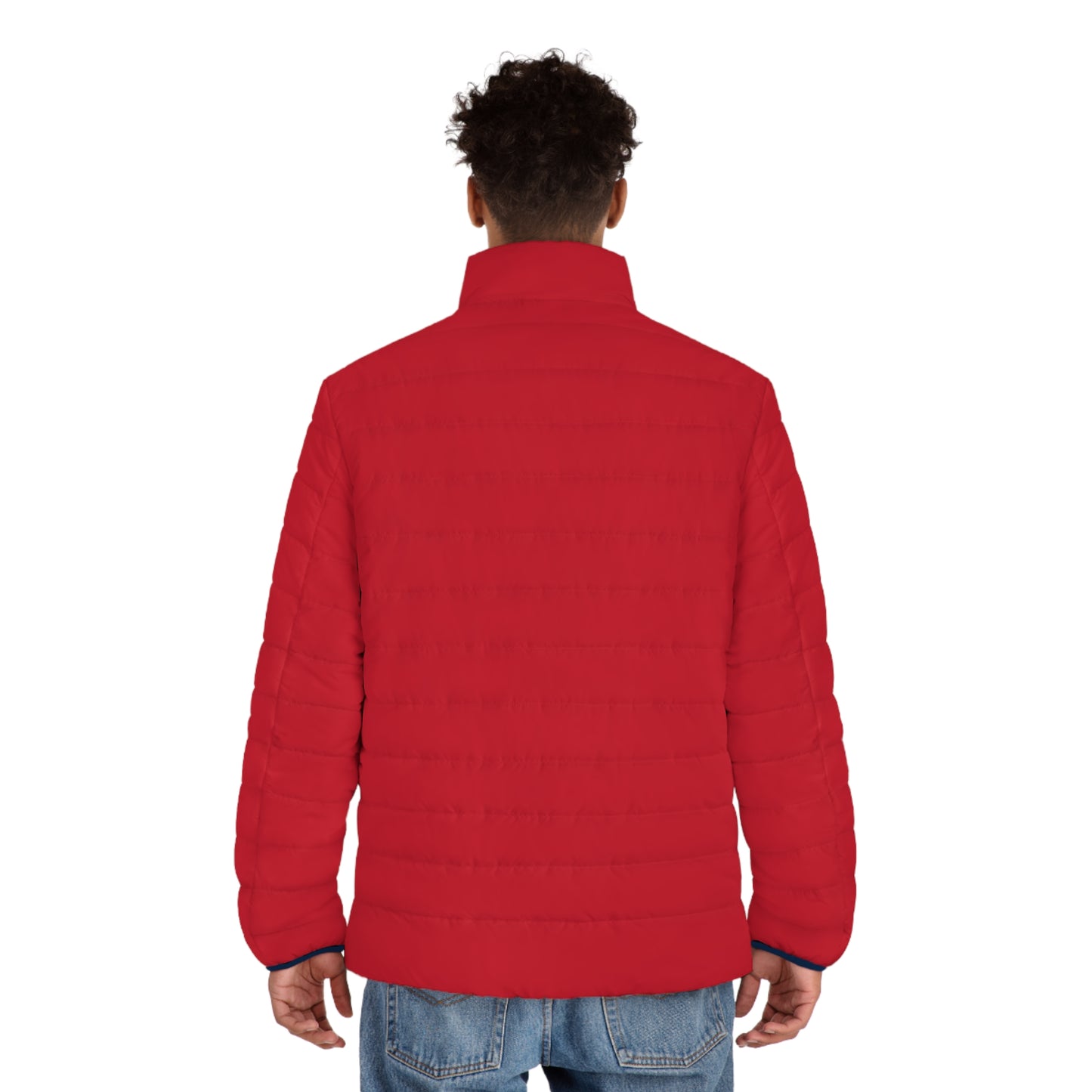 Men's Red Puffer Jacket (AOP)