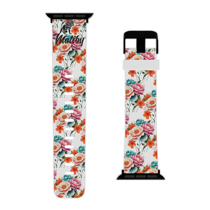 Matiby White Floral Watch Band for Apple Watch