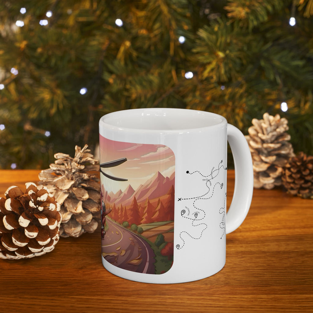 Flying Motorcycles White Ceramic Mug – Friends, Family & Imaginative Adventures, Celebrating Companionship, Creativity & Life’s Little Wonders Cup (11oz/15oz)