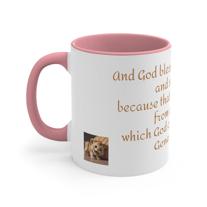 Bible Speaks Gen 2:3 Accent Mug, 11oz