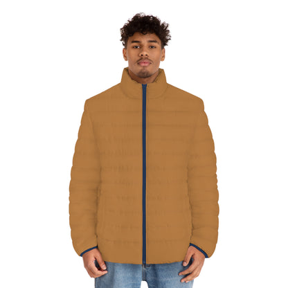 Men's Light Brown Puffer Jacket (AOP)