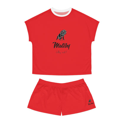 Matiby Women's Red Short Pajama Set (AOP)