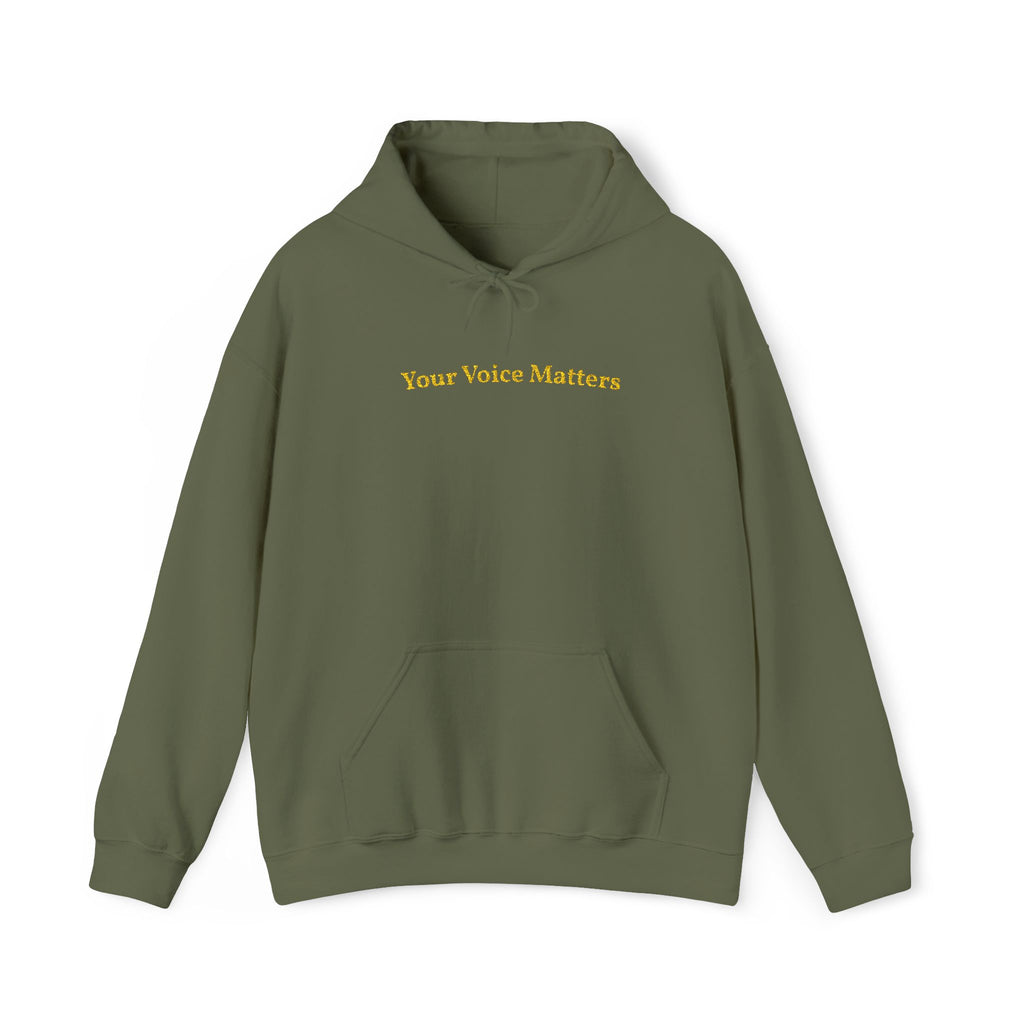 Your Voice Matters Gold Embroidered Unisex Heavy Blend Hooded Sweatshirt, Strength And Hope Hoodie