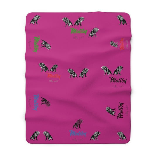 Matiby Lion Pink Sherpa Fleece Blanket