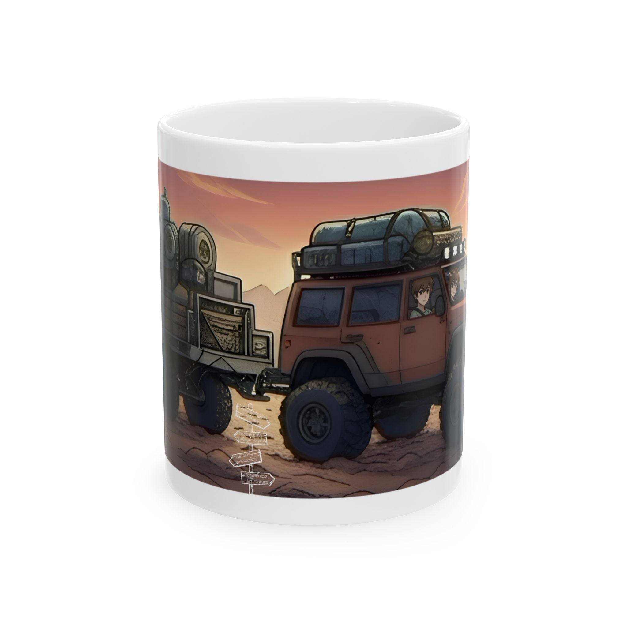Adventure 4x4 Trucks #46, Outdoor Lovers White Ceramic Mug — Find Your Path To The Essentials Cup (11oz & 15oz)