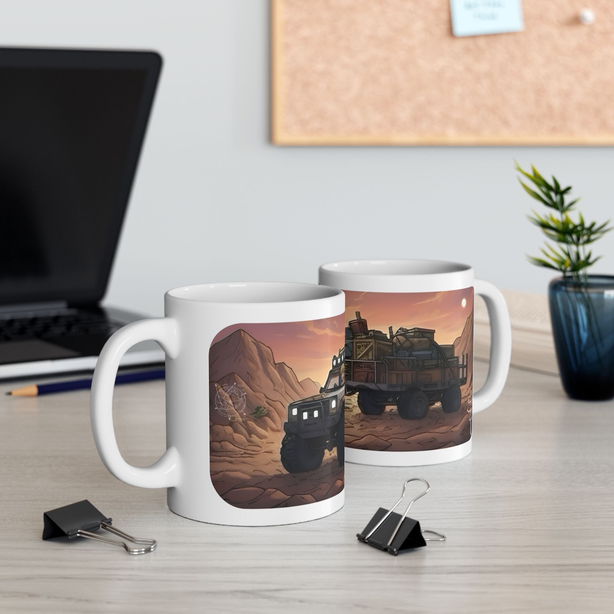 Adventure 4x4 Trucks #32, Young Couples On The Move White Ceramic Mug — Find Your Path To The Essentials Cup (11oz & 15oz)