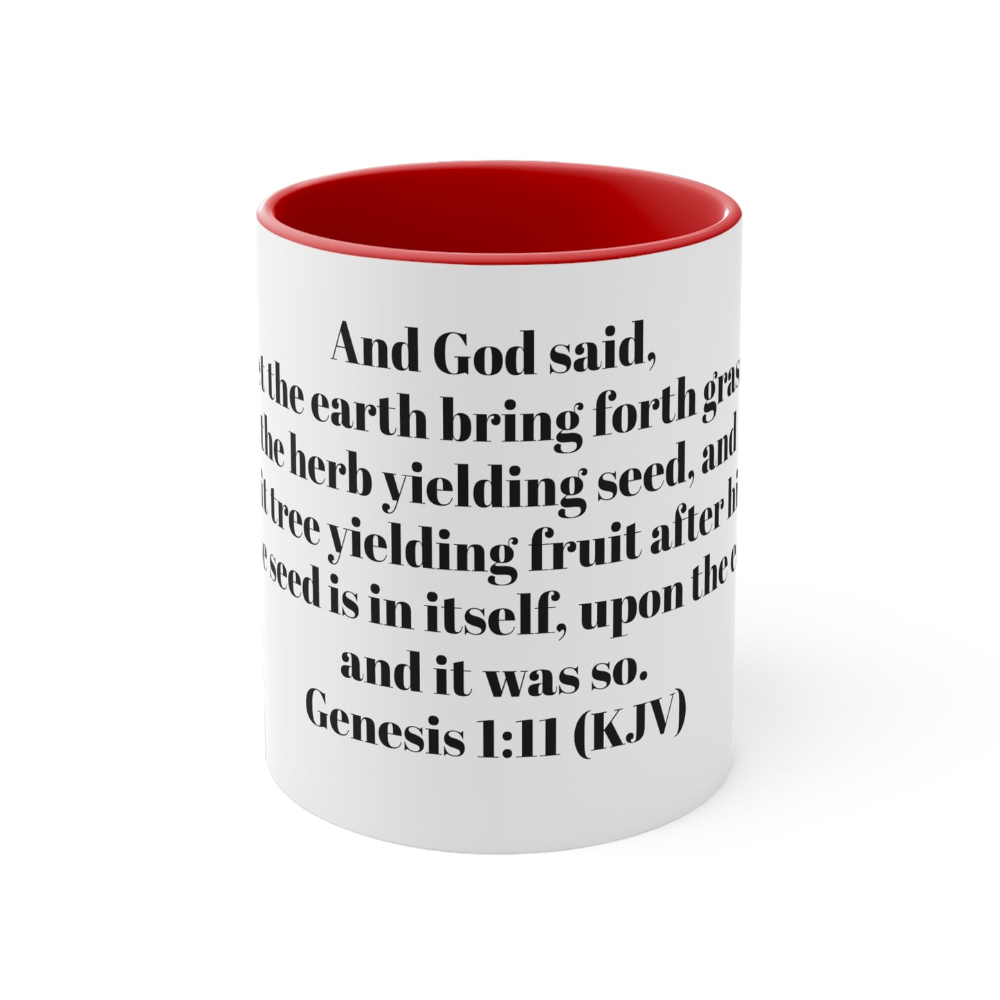 Bible Speaks Gen 1:11 Accent Mug, 11oz