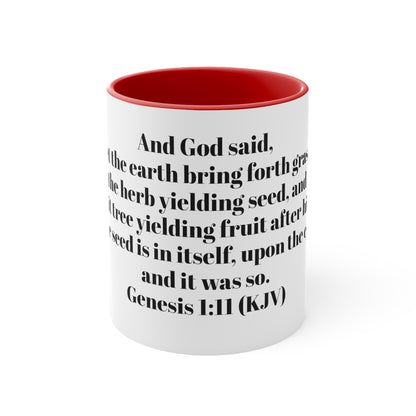 Bible Speaks Gen 1:11 Accent Mug, 11oz