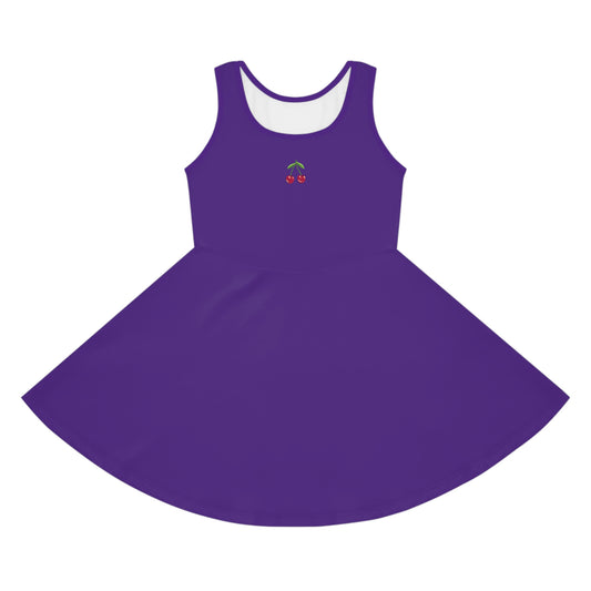 Girls' Purple Sleeveless Sundress (AOP)