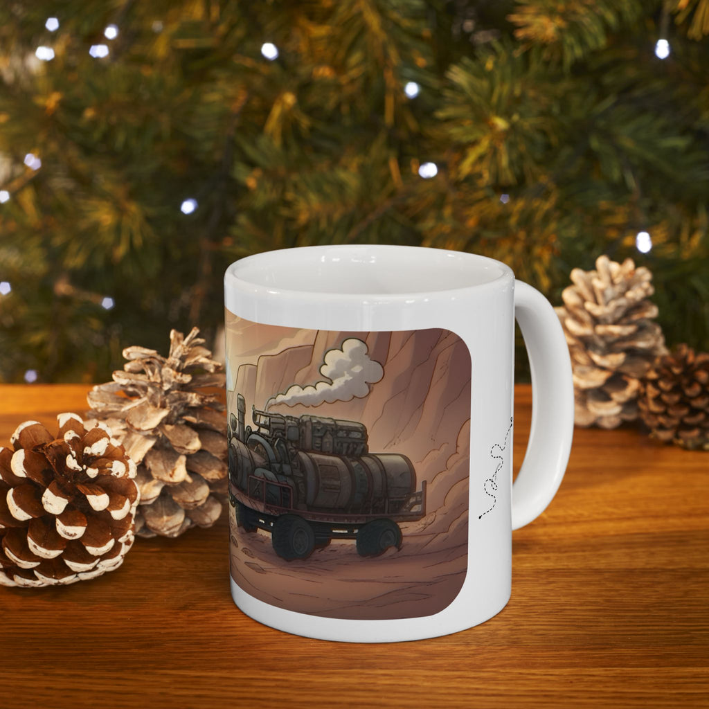 Adventure 4x4 Trucks #52, Chic Mechanic On The Haul White Ceramic Mug — Find Your Path To The Essentials Cup (11oz & 15oz)
