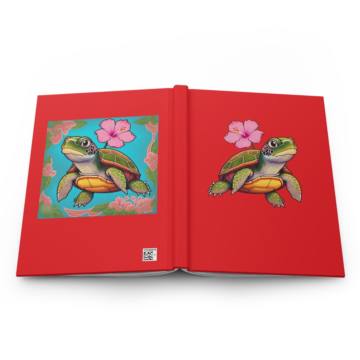 Turtle Rose Hardcover Journal Matte Red