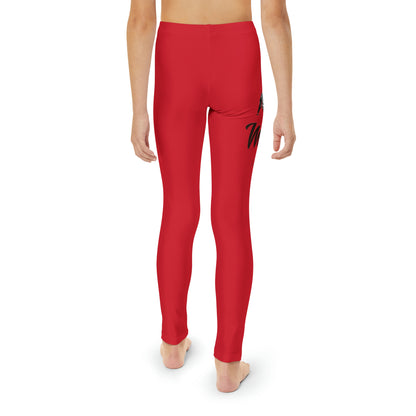 Youth Dark Red Full-Length Leggings (AOP)