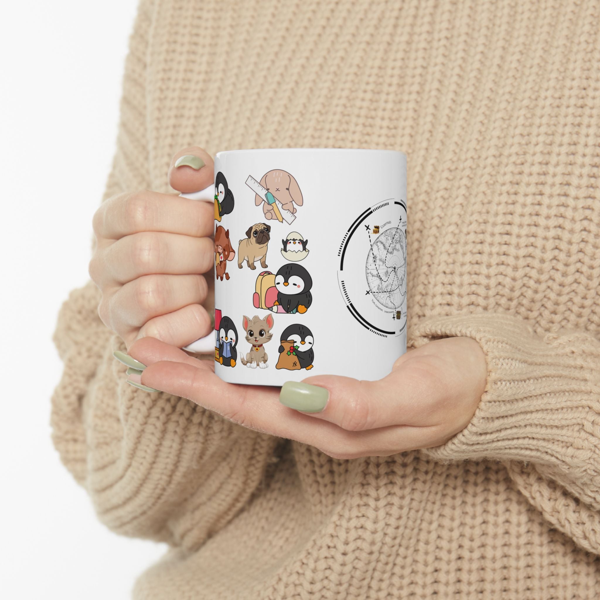 Playful & Cute Pets Decor #5 White Ceramic Mug — Adorable Animals To Brighten Your Day Cup (11oz & 15oz)