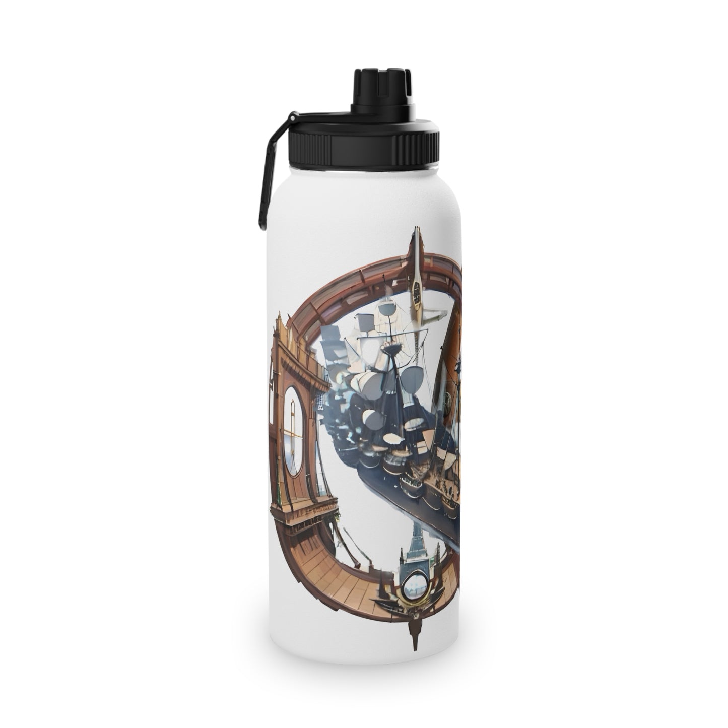 Nautical Helm Stainless Steel Water Bottle, Sports Lid