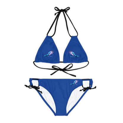 Dark Blue Strappy Bikini Set (AOP)